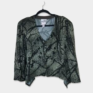 NWT JOSEPH RIBKOFF Jacket Blouse Size 18 Green Reflective Dots